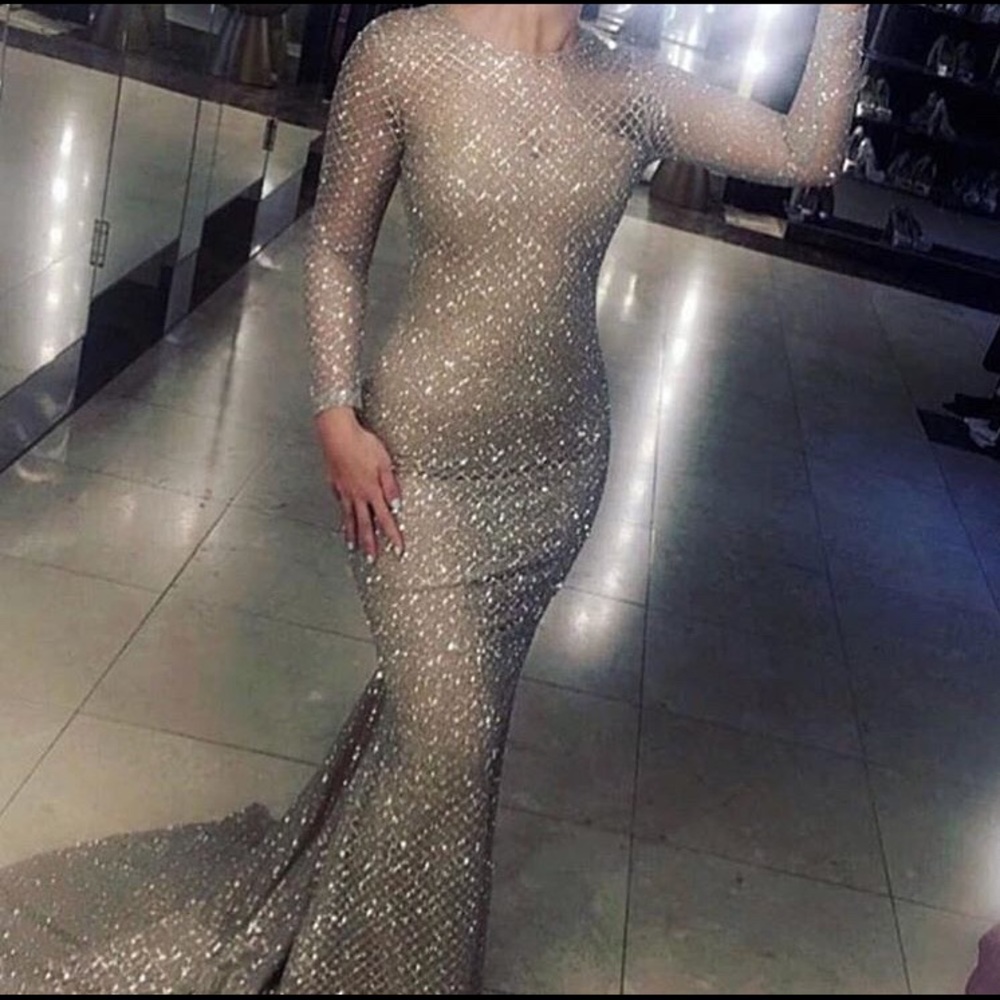 Lattice Glitter Mermaid Gown